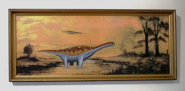 Dinosaur in swamp painting